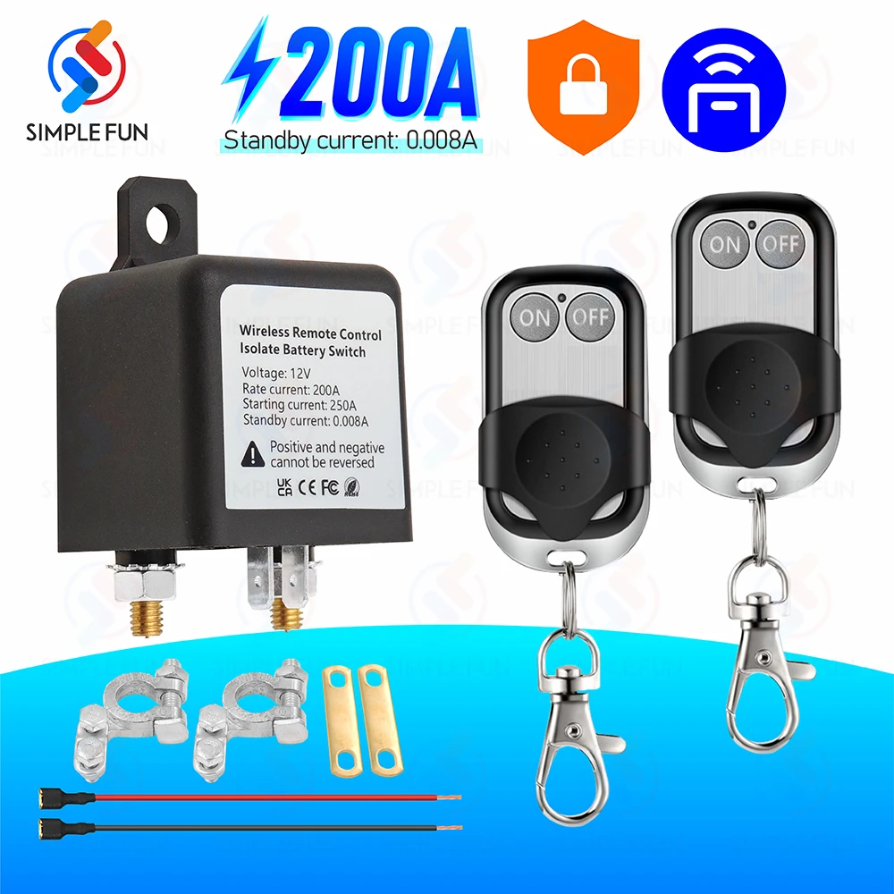 Interruptor de Control remoto inalámbrico de batería de coche, interruptor aislador de corte de desconexión de alta potencia de 12V 200A, antirrobo, protege la batería del coche - imagen 2