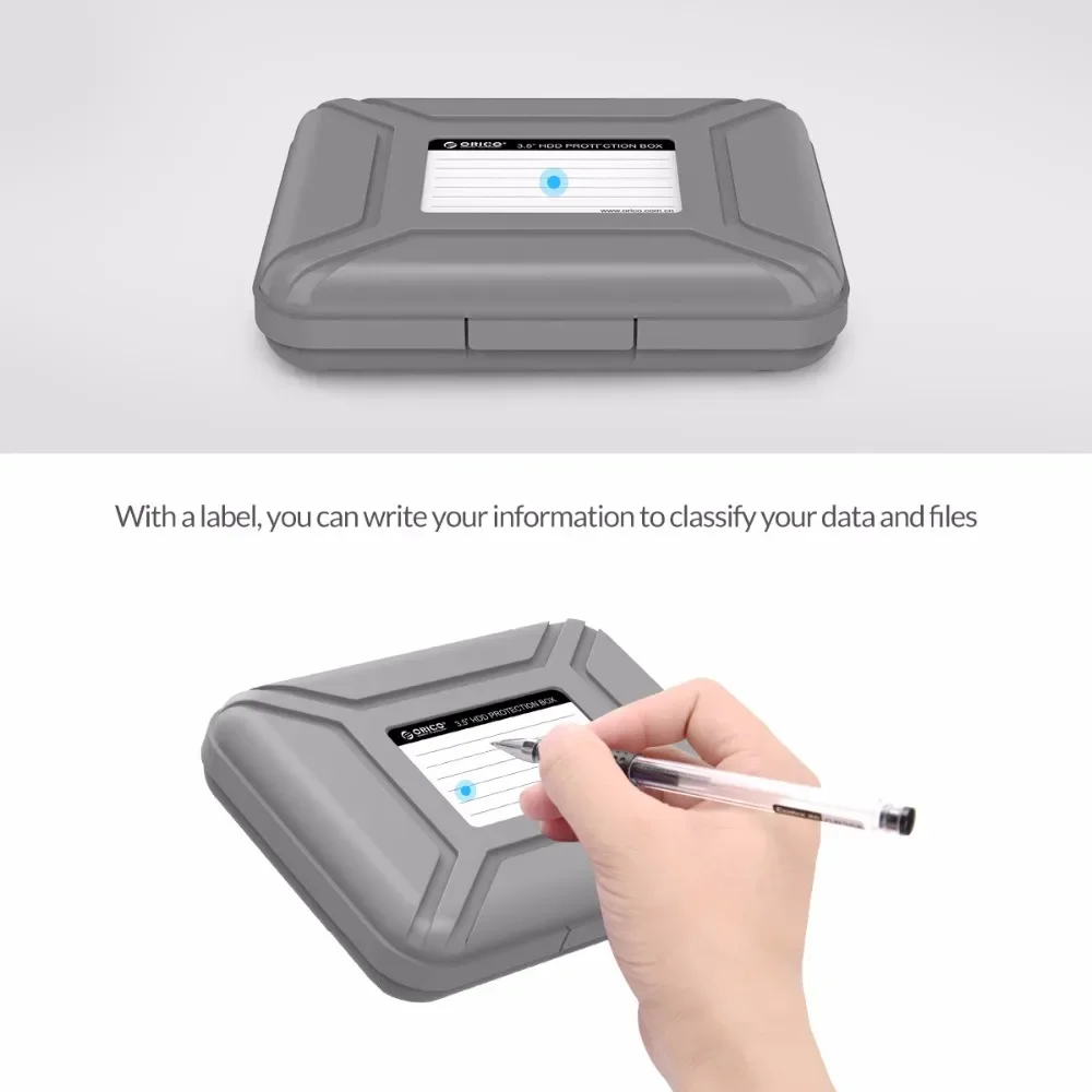 ORICO Bolsas y estuche para discos duros portátiles de 3,5 pulgadas Caja de almacenamiento protectora a prueba de humedad para HDD Caja de disco duro negro - imagen 4