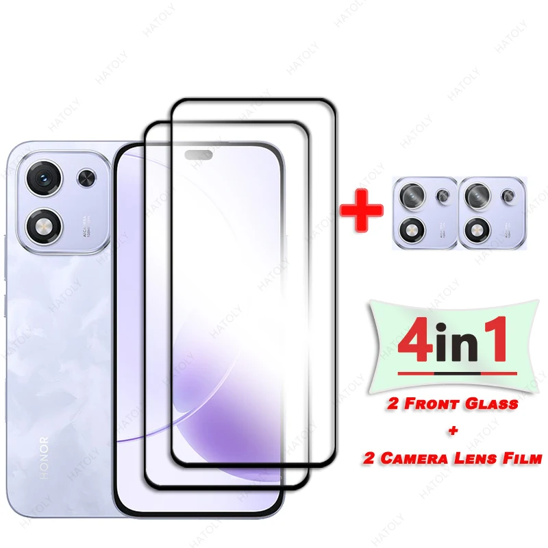 Vidrio templado para Honor X70i Protector de pantalla de vidrio para Honor X70i 5G vidrio borde negro película protectora Protector de lente de cámara - imagen 2