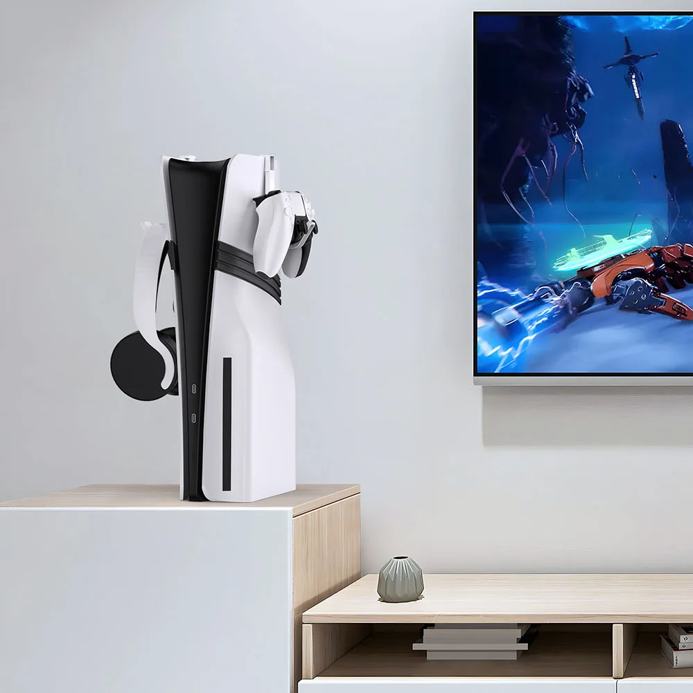 Soporte de controlador de juego para PS5/PS5 Slim/PS5 Pro, gancho de exhibición para auriculares, estante para mando de juegos PS VR VR2 para Playstation 5, 2 uds. - imagen 5