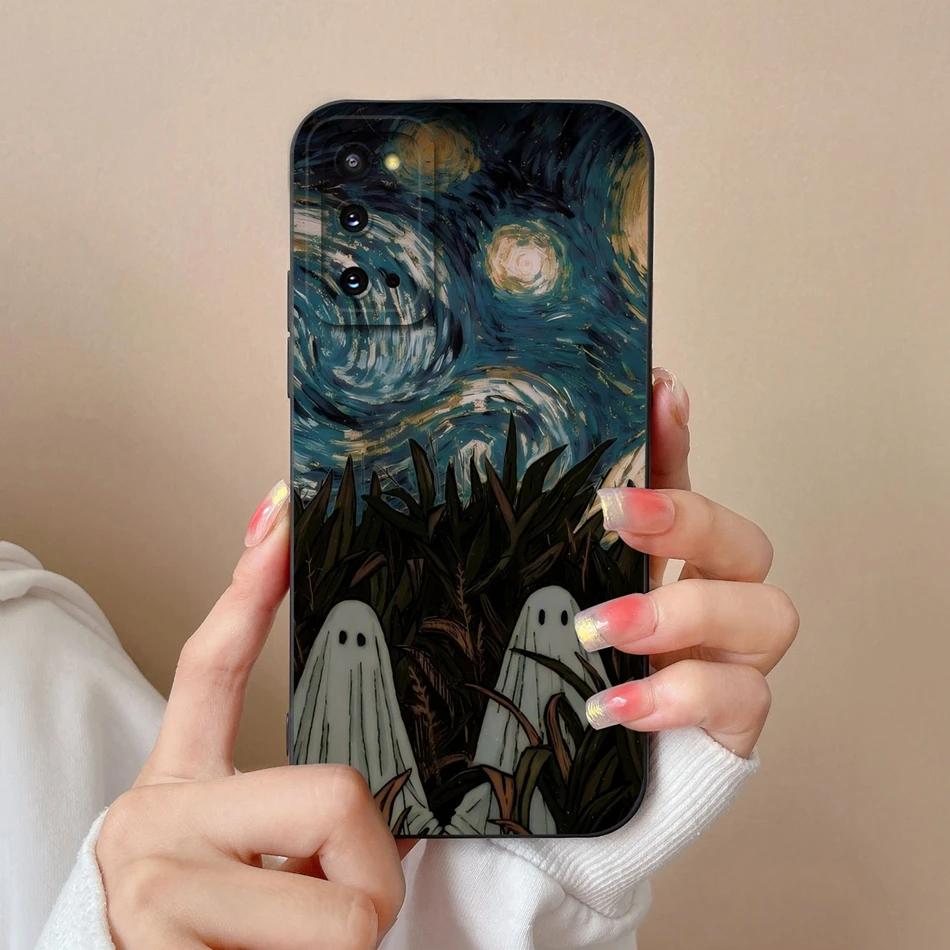 Funda fantasma para Samsung Galaxy S20 S21 S22 S23 S24 S25 FE Plus, Funda de estilo Ultra gótico, Fundas traseras de silicona líquida suave para teléfono