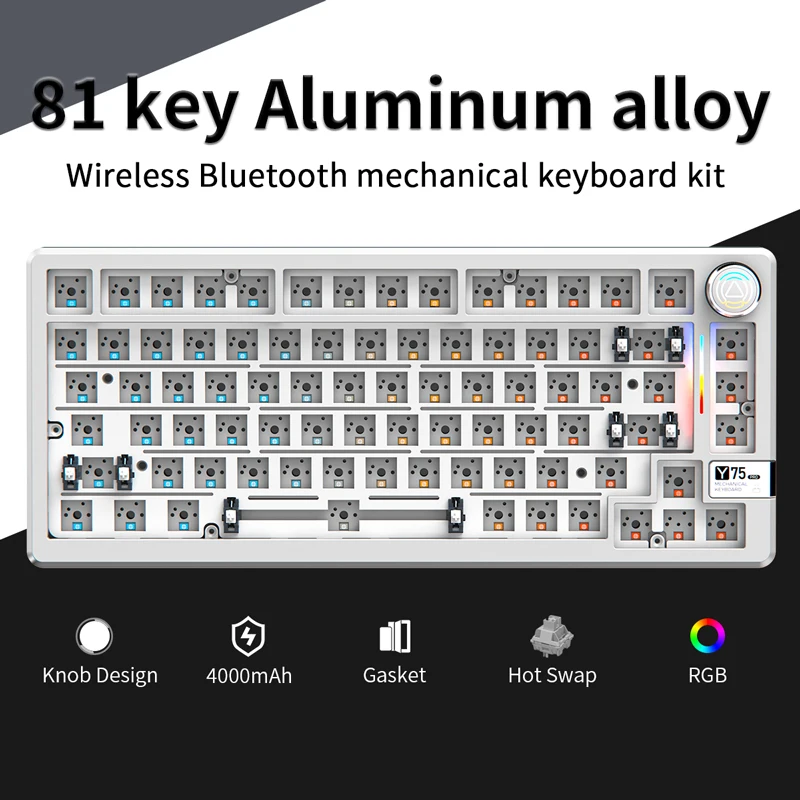 YINDIAO Y75PRO kit de teclado mecánico multimodo junta 75% teclado de aluminio intercambiable en caliente RGB retroiluminado Gamer para Win Mac PC