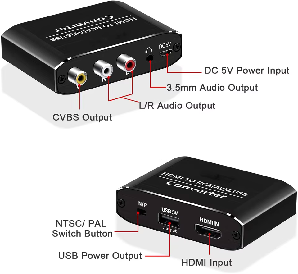 Navceker Adaptador HDMI a RCA 1080p – Conversor NTSC PAL - imagen 2