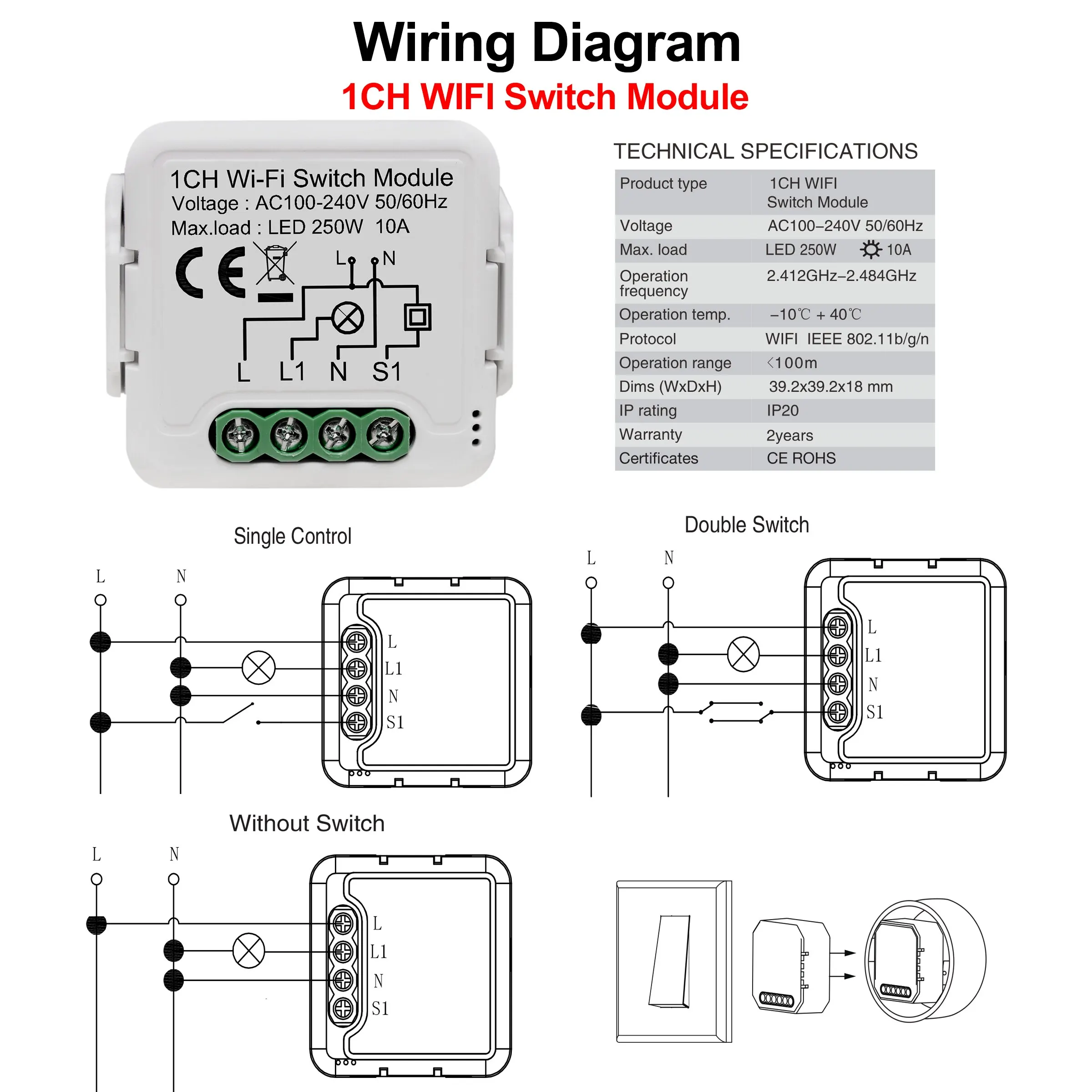 GIRIER Tuya Wifi módulo de interruptor de luz inteligente compatible con Control de vía aplicación remota Control DIY disyuntor 100-240V trabajo Alexa Google Home - imagen 4