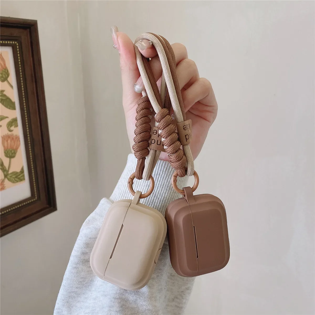 Funda de silicona suave para auriculares, color caramelo, con pulsera, prevención de caídas, pareja para airpods 2, 3 pro 2, caja de carga bluetooth