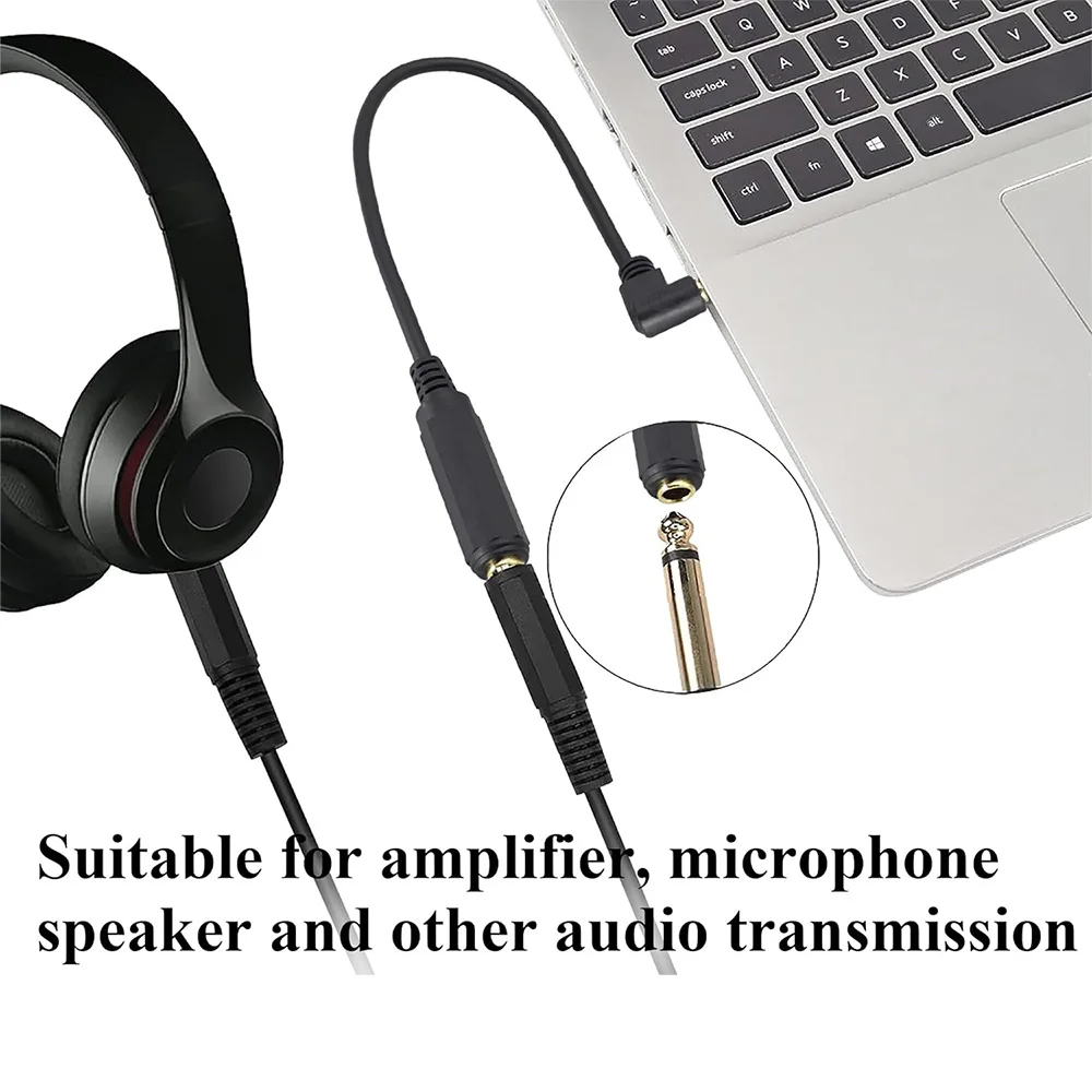 Ángulo recto chapado en oro TS 3,5mm Mono Audio 1/8 "macho a 6,35mm 1/4 pulgadas hembra Mono Cable convertidor amplificador altavoz guitarra - imagen 4