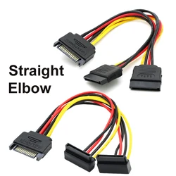 Cable de Alimentación SATA 15 Pines Divisor en Y, Codo de 90 Grados
