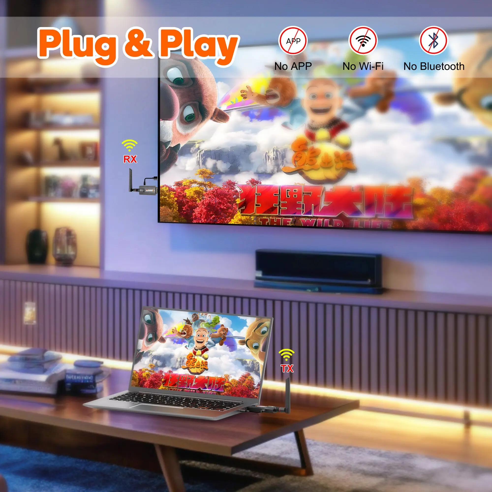 200M Wireless Video Transmitter and Receiver HDMI Extender Display Adapter Cable Screen Share for Camera TV Box PC Laptop To TV - imagen 4