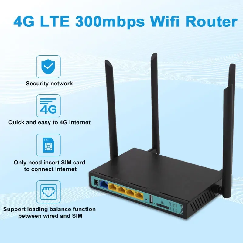 Nuevo módem 4G Lte, enrutador Wifi inalámbrico, Chip QCA9531 de 300Mbps, ranura para tarjeta SIM, antena omnidireccional de alta ganancia 5dBi WE2416 - imagen 2