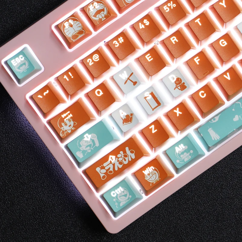 104 teclas Robot gato Anime tema Keycap Pbt transparente personalizado personalización recuerdos de la infancia Teclado mecánico Keycap - imagen 4