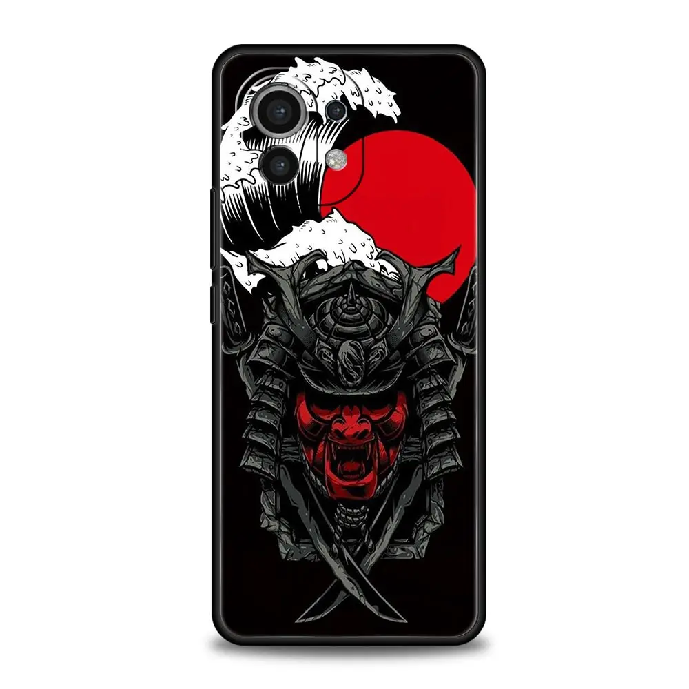 Funda de teléfono samurái Oni Mask para Xiaomi 13, 12, 11 Lite, 12T, 11T, 10T, 9T, Mi Poco X5, M4, M3, X4, X3 Pro, F5, F4, F3, GT, 5G, carcasa negra - imagen 5