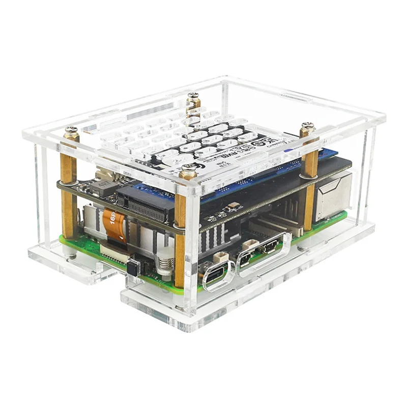 Para Raspberry Pi 5 carcasa acrílica adaptación Pcie a M.2 placa adaptadora carcasa protectora transparente