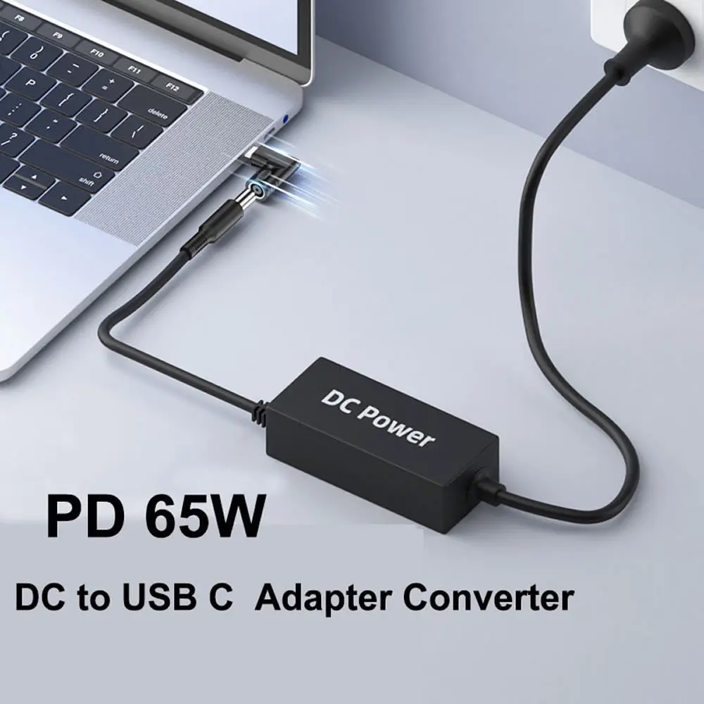Conector de alimentación para ordenador portátil, convertidor de cargador de 65W CC para Lenovo, Hp, Asus 7,4x5, 7,9x5,5mm, hembra a USB tipo C, adaptador PD macho - imagen 2