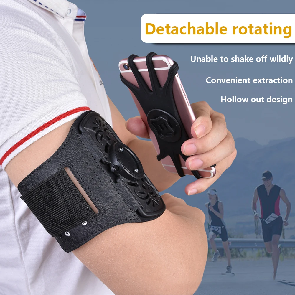 Brazalete para correr, brazalete deportivo, pulsera deportiva ajustable, brazalete giratorio de 360 grados para teléfono para correr, entrenamiento en gimnasio - imagen 2
