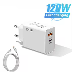 Cargador PD 120W USB C carga rápida múltiples puertos tipo C cargador de teléfono móvil para iPhone 15 16 Samsung Xiaomi Huawei cargador de pared
