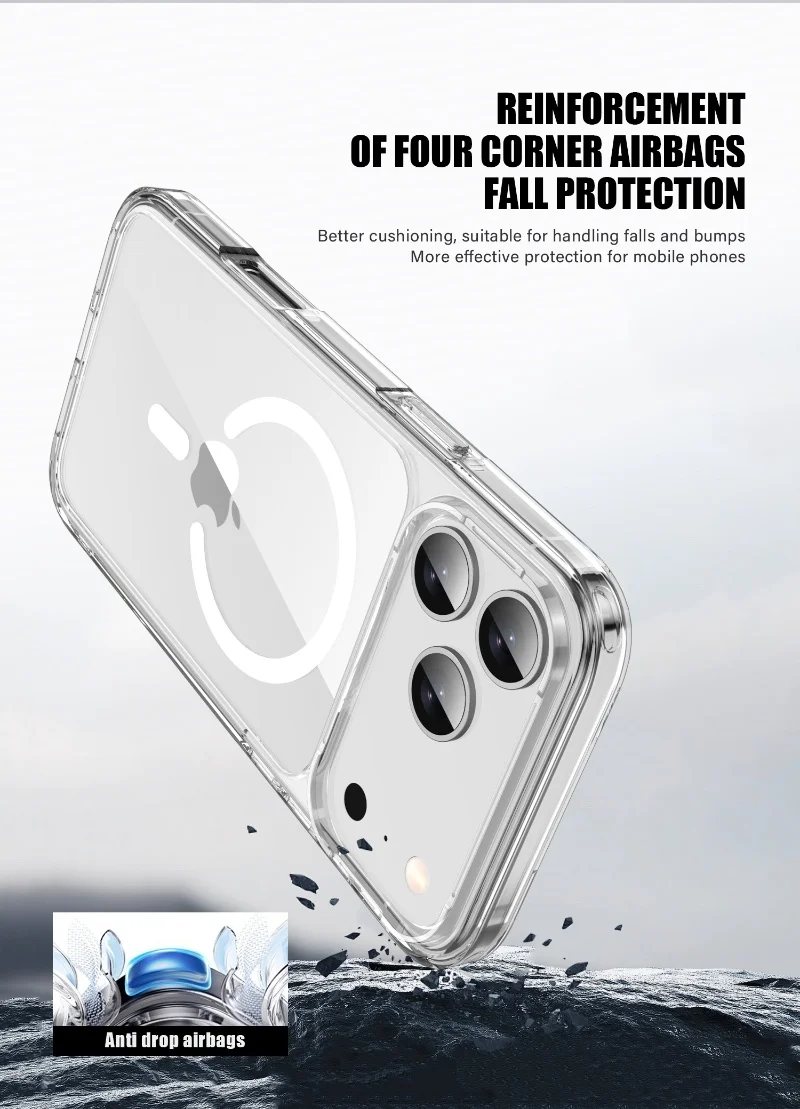 Funda de teléfono de lujo de alta transparencia para iPhone 17 Pro Max 17 Air para Magsafe cubierta de protección transparente de carga inalámbrica magnética - imagen 5