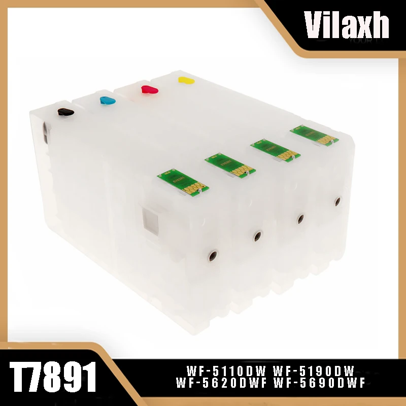Vilaxh-cartucho de tinta recargable T7891-T7894, para Epson Workforce Pro, WF-5110DW, WF-5190DW, WF-5620DWF, con Chip