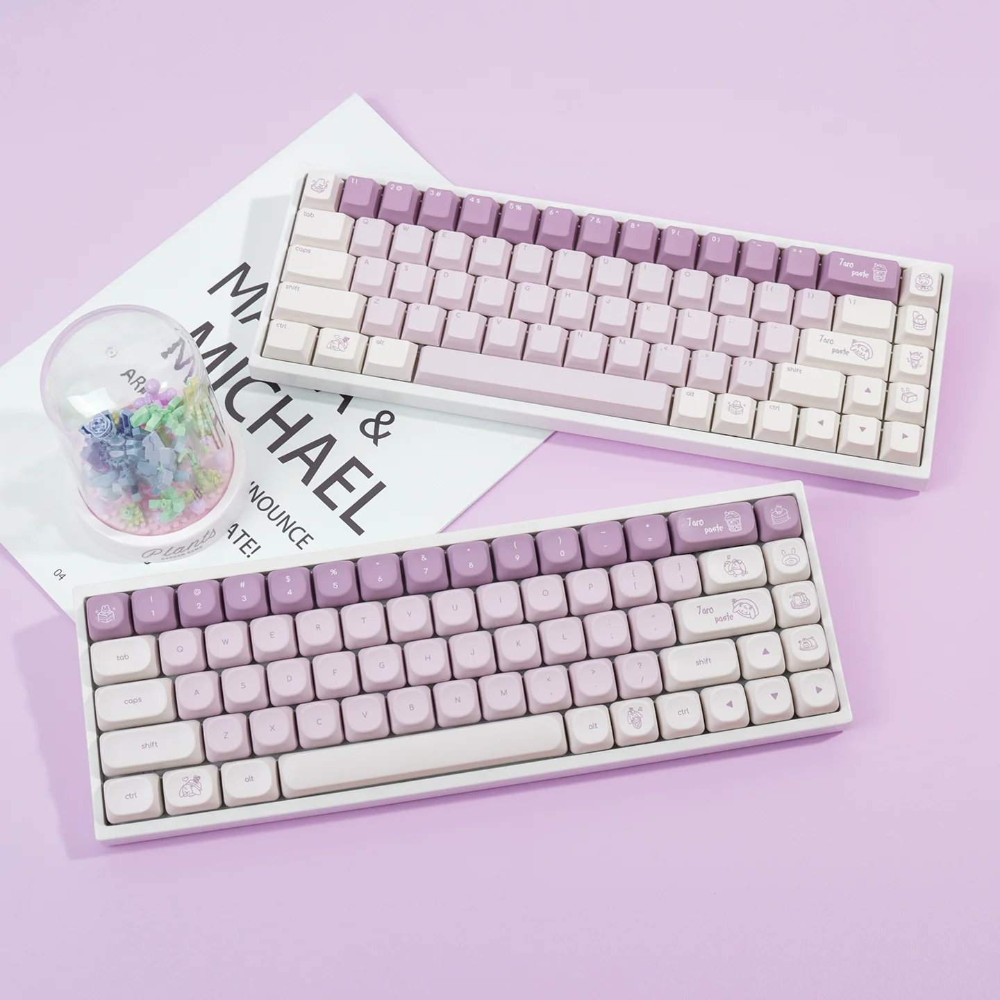 Perfil de cereza MOA de conejo púrpura para teclas de teclado mecánico PBT, sublimación de tinte de cinco lados, altura 1,7 teclas - imagen 2