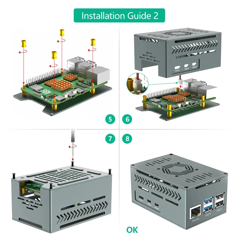 Funda para Raspberry Pi 5 con ventilador 4010 PWM, disipador de calor de cobre para Raspberry Pi 5, soporte oficial Raspberry Pi 5 Active Cooler - imagen 3