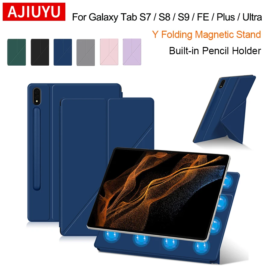 Funda magnética para Samsung Galaxy Tab S9 S8 S7 FE Plus 11 12,4 funda de libro inteligente para Galaxy Tab S8 S9 Ultra 14,6 funda con soporte abatible