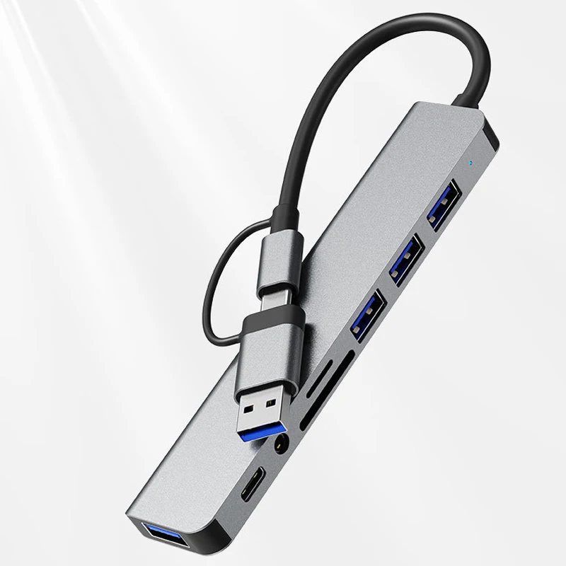 TYPE-C USB 8 en 1, concentrador de 3,0 MM, lector de tarjetas SD TF, estación de acoplamiento, transmisión de alta velocidad de 5Gbps, divisor USB tipo C a USB O - imagen 3
