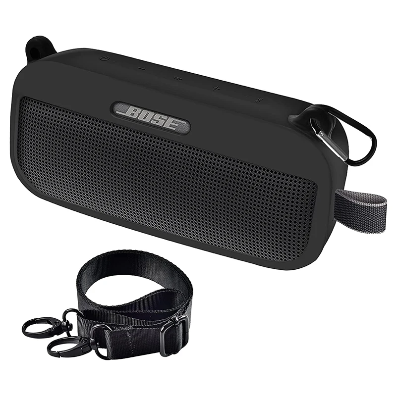 ZOPRORE-funda de silicona blanda para Bose SoundLink Flex, funda para altavoz portátil Bluetooth con correa de hombro y mosquetón