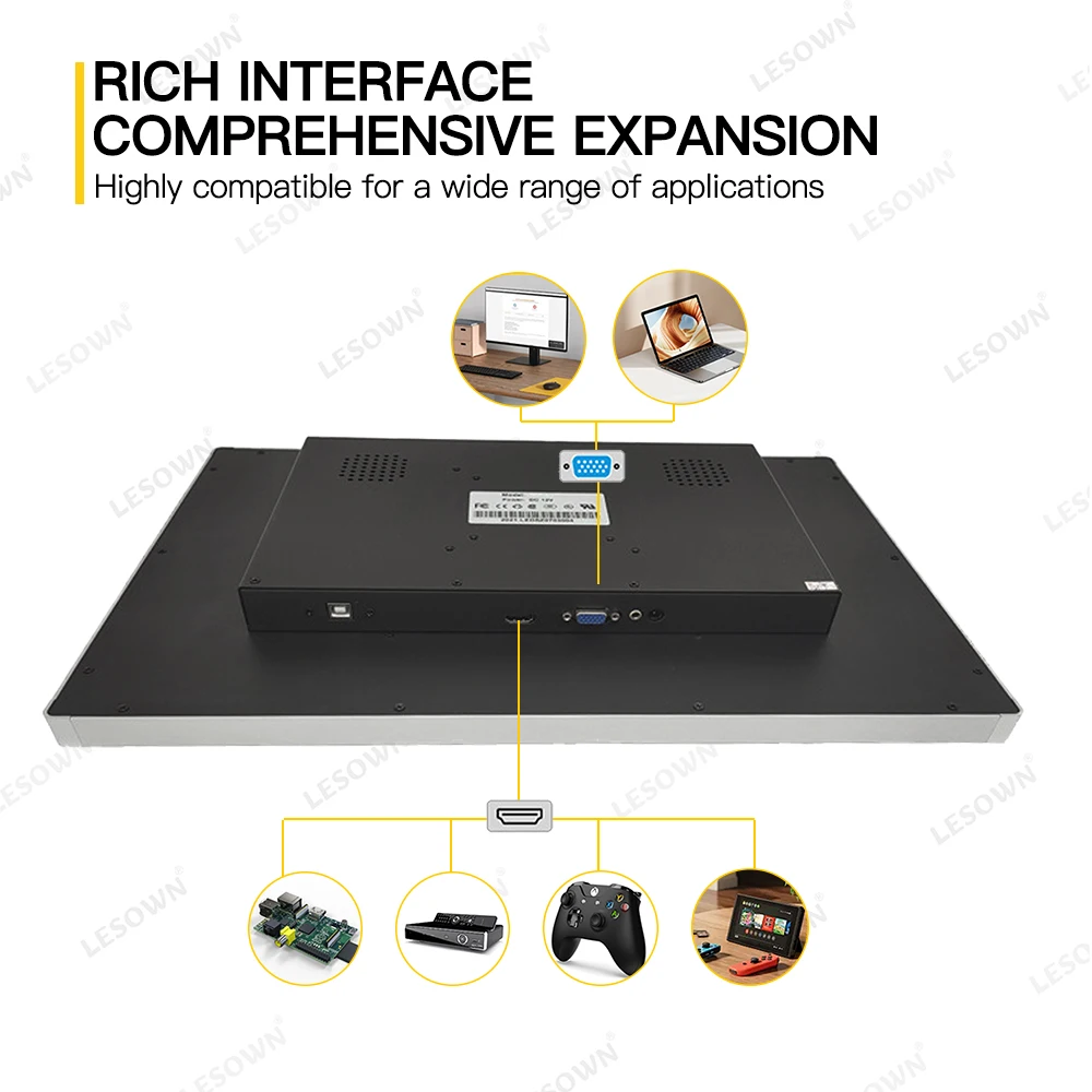 LESOWN Monitor táctil capacitivo Industrial 19 pulgadas 1440x900 interfaz HDMI VGA 18,5 pulgadas Full HD DC12V 3A VESA pantalla LCD - imagen 3