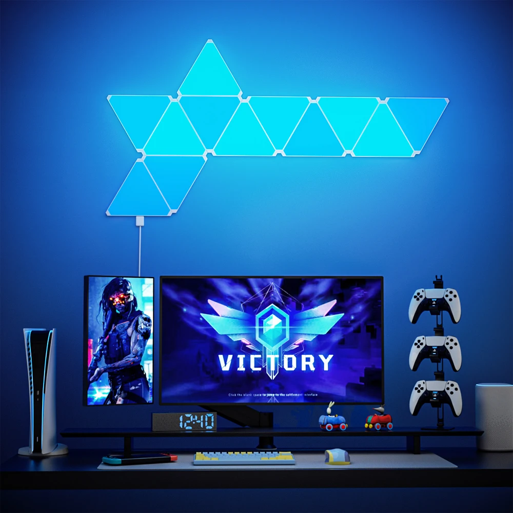 Lámpara Gaming LED Triangular WiFi – Iluminación Pared RGB - imagen 4