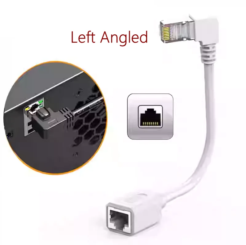 Adaptador de Cable de red de parche de extensión macho a hembra Ethernet LAN Cat6 RJ45 de 90 grados para PC portátil Gigabit Gamer Router Modem - imagen 4