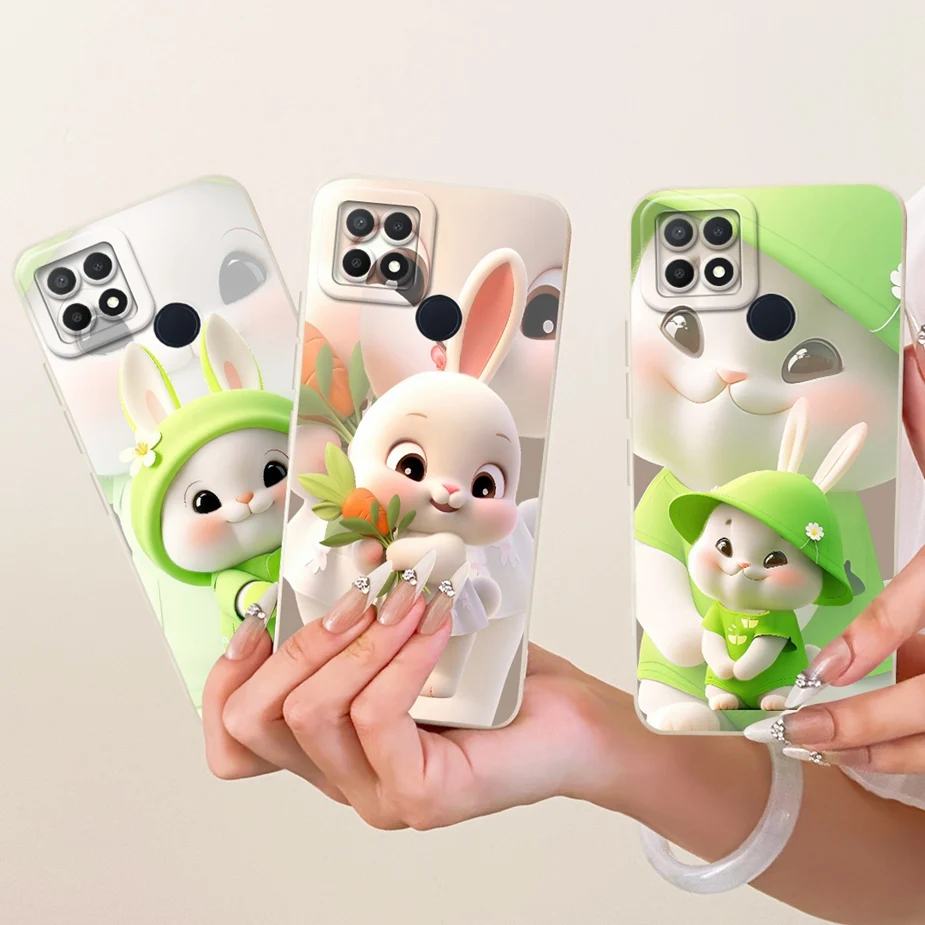 Para Oppo A15 funda CPH2185 lindo conejo cubierta de dibujos animados a prueba de golpes suave TPU fundas de teléfono para Oppo A15s A 15 s OppoA15 OppoA15s Fundas