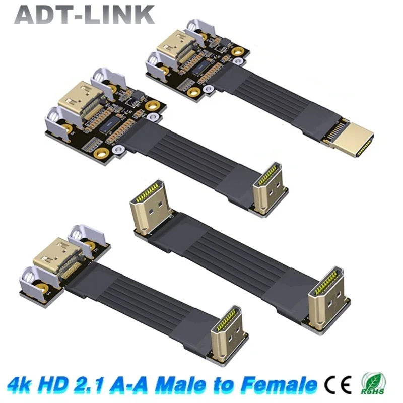 ADT-Cable de extensión de vídeo plano fino, 24P HD 2,1, tipo A-A, macho a hembra, FPV aéreo, PTZ, HDMI2.1, V2.0, cinta Flexible, FFC - imagen 2