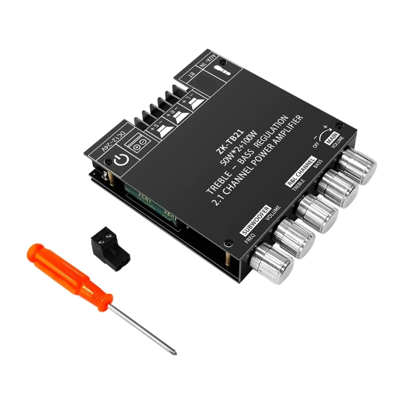 Placa amplificadora de 2,1 canales, receptor de Audio estéreo BT5.0, Chipset TPA3116D2, entradas AUX, Subwoofer de 50Wx2 + 100W - imagen 3