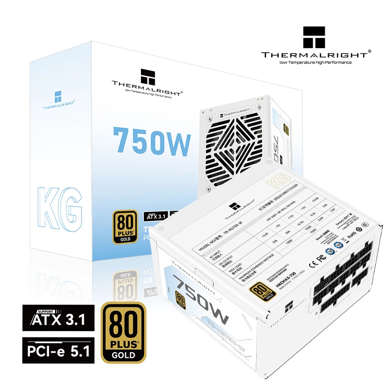 Thermalright TR-KG650W Fuente de alimentación ATX blanca Medalla de oro Módulo completo ATX3.1 PSU Fuente de alimentación para computadora de escritorio 650W/750W/850W - imagen 2