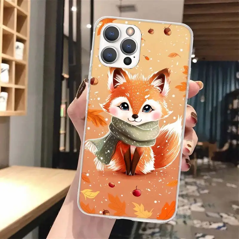 Funda de teléfono con llamada de silicona Animal Fox para iPhone 11 12 Mini 13 Pro X XS Max XR 7 8 Plus 6 6S 5 5S SE 2020 - imagen 5