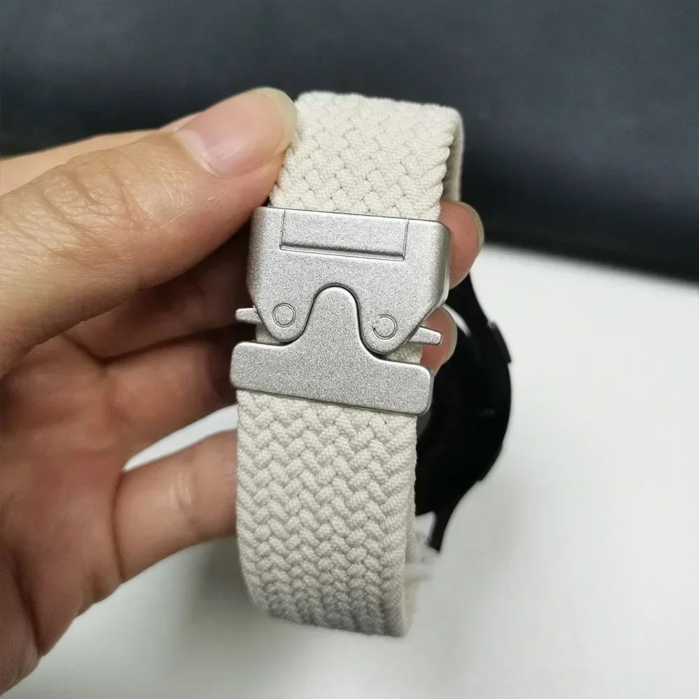 Correa de nailon para Samsung Galaxy Watch 7/6/4/Active 2 40mm 44mm correa transpirable reloj 5 Pro 6 4 Classic Gear S3 pulsera trenzada - imagen 3