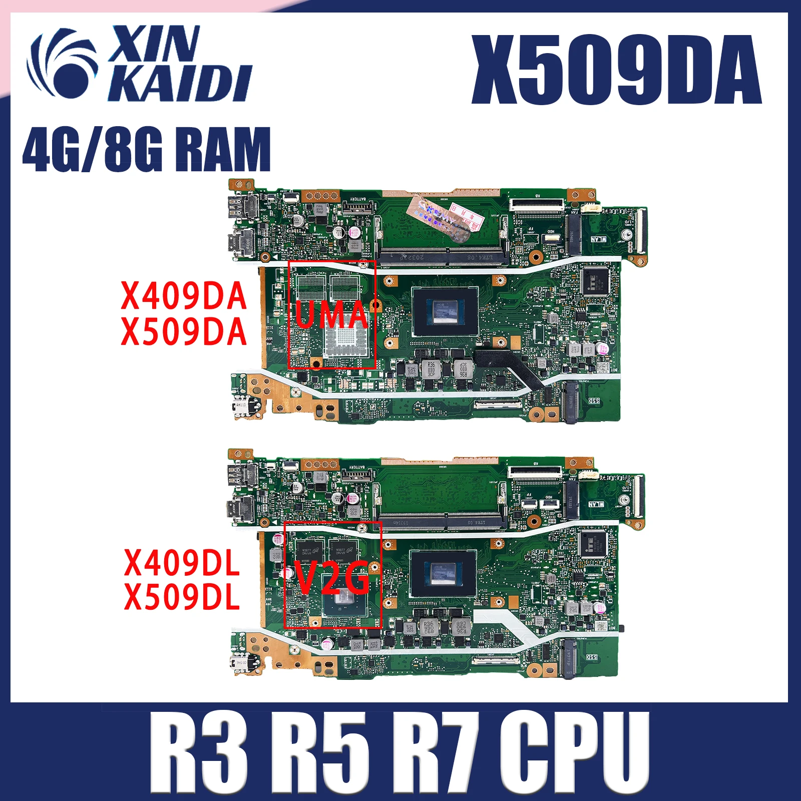 Para placa base de ordenador portátil ASUS X409DA para Y5200D Y4200D P1510CDA D409D D509D ​   Con CPU 100% probado