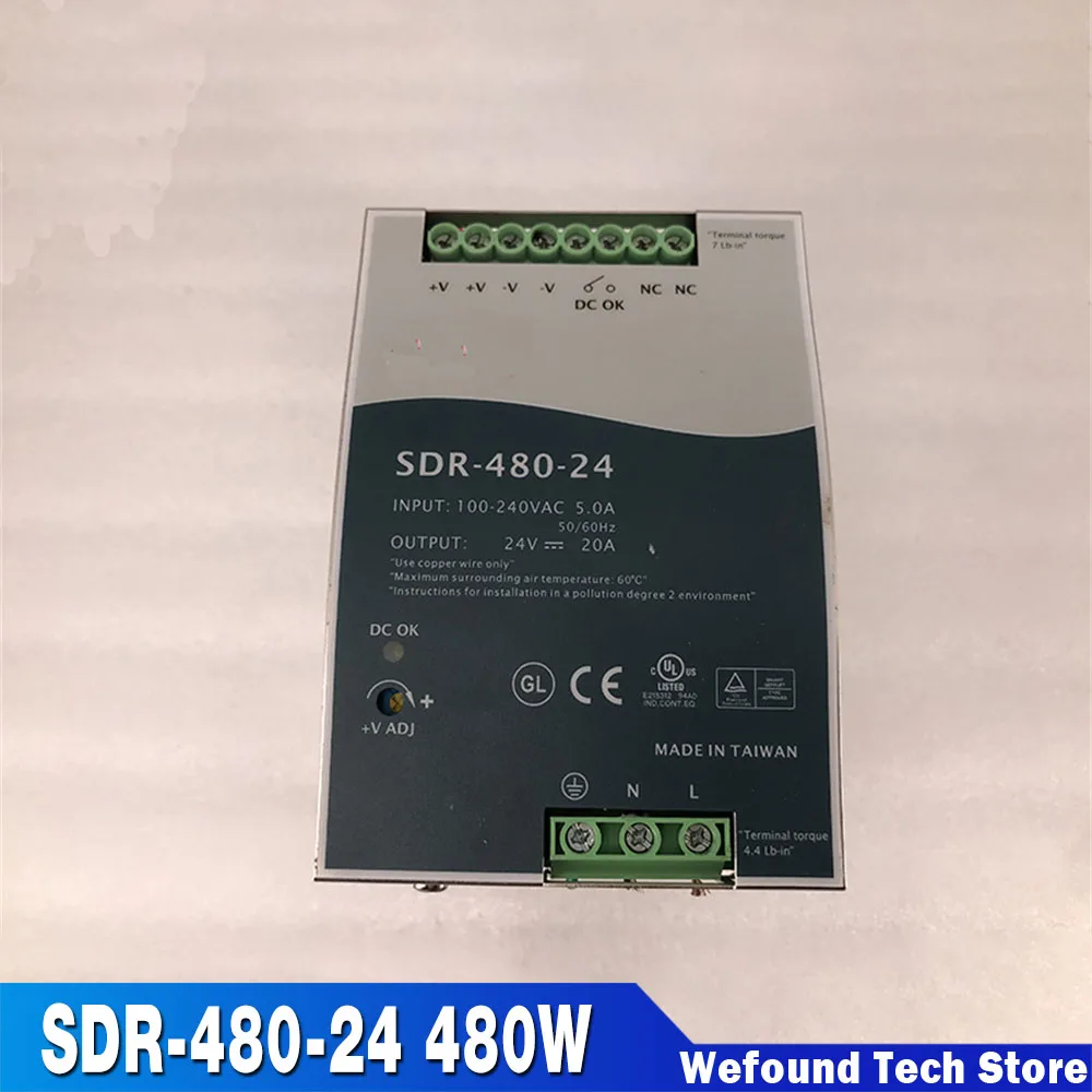 Para MEAN WELL fuente de alimentación conmutada de alta calidad totalmente probado envío rápido SDR-480-24 24V 20A 480W