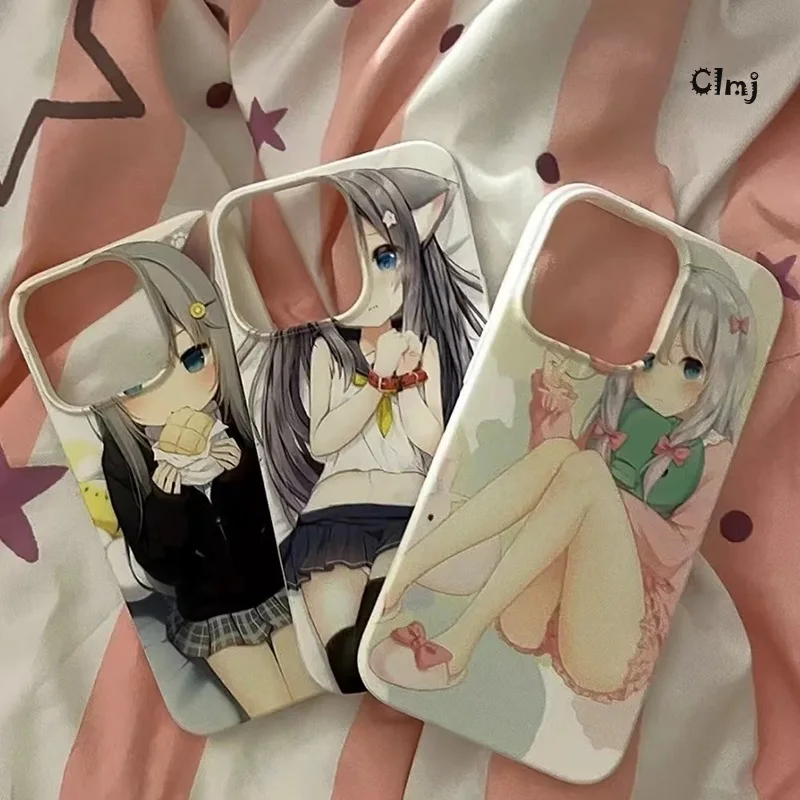 Clmj Anime Linda chica japonesa funda de teléfono para iPhone 16 15 14 13 12 11 Pro Max X XS XR XSMax 7 8 Plus película brillante cubierta dura de PC - imagen 4
