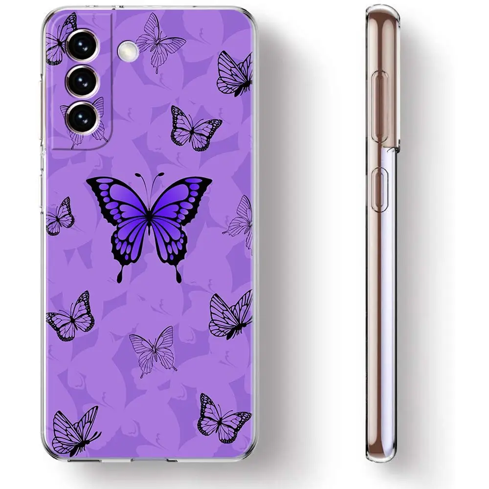 Funda de teléfono a prueba de golpes de cristal de mariposa para Samsung Galaxy S23 Ultra S22 5G S20 S21 FE 5G S10E S9 S8 S10 Plus, funda transparente suave - imagen 4