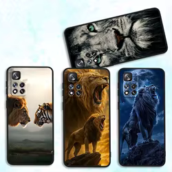 Estampado de León Animal para Xiaomi Redmi Note 14 14S 13 12 12S 12R 12T Lite Pro Plus Max 5G 4G funda de teléfono negra