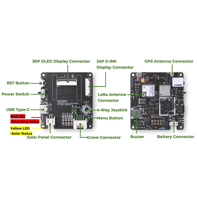 Wio Tracker L1 Nodo meshtástico Pantalla de tinta electrónica Lora Wio-SX1262 862-930Mhz NRF52840 L76K Placa de desarrollo GPS - imagen 5
