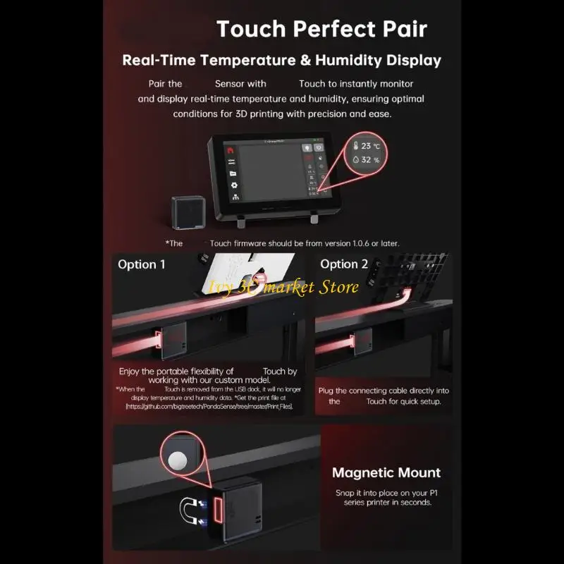 cámara impresión D7YC Montaje magnético precisión AHT30 Monitoreo real chip para - imagen 4