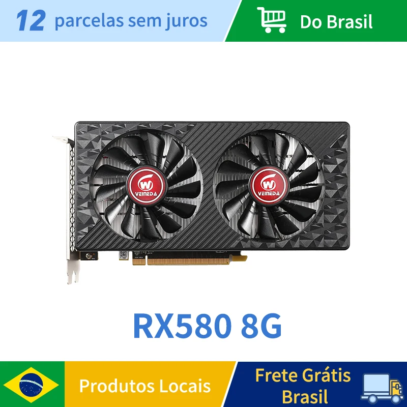 Tarjeta de vídeo Veineda RX580 8GB 256Bit 2048SP tarjetas gráficas GDDR5 rx 580 serie 8Pin Radeon GPU interfaz ordenador
