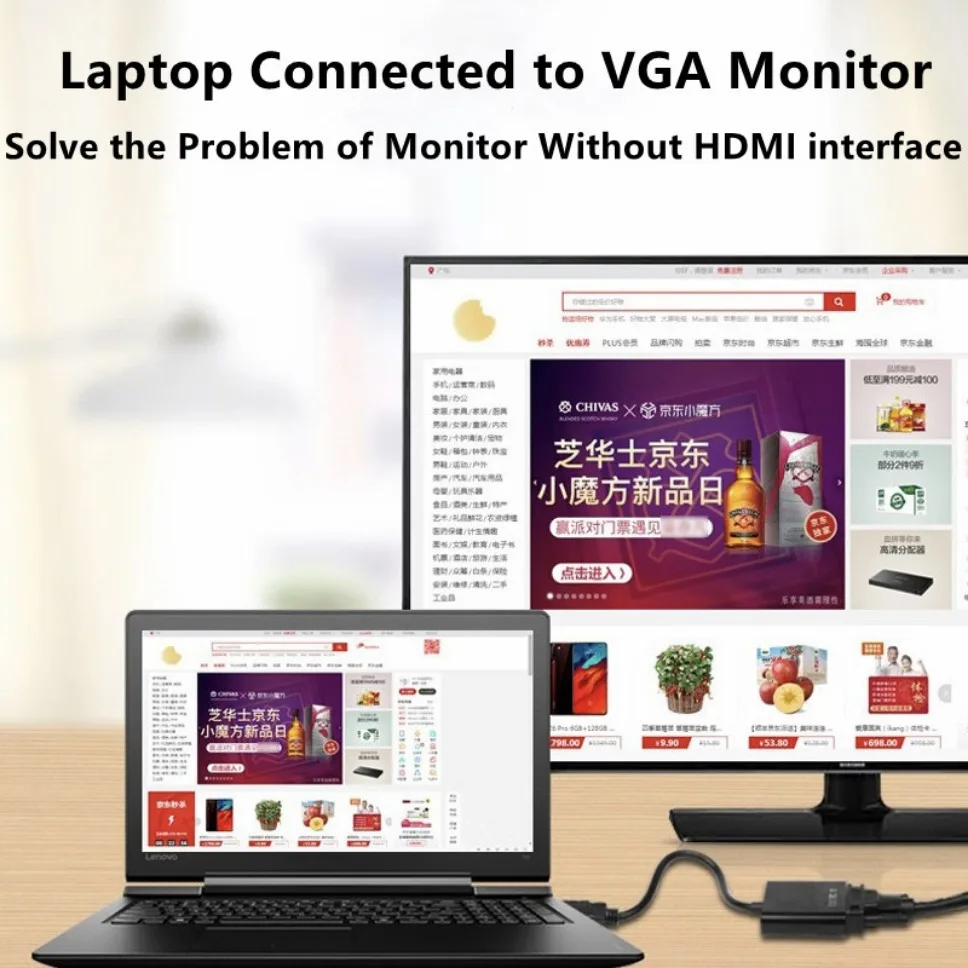 Cable adaptador convertidor compatible con HDMI a VGA de 1080P con Audio para PC portátil a proyector HDTV adaptador compatible con HDMI a VGA - imagen 3