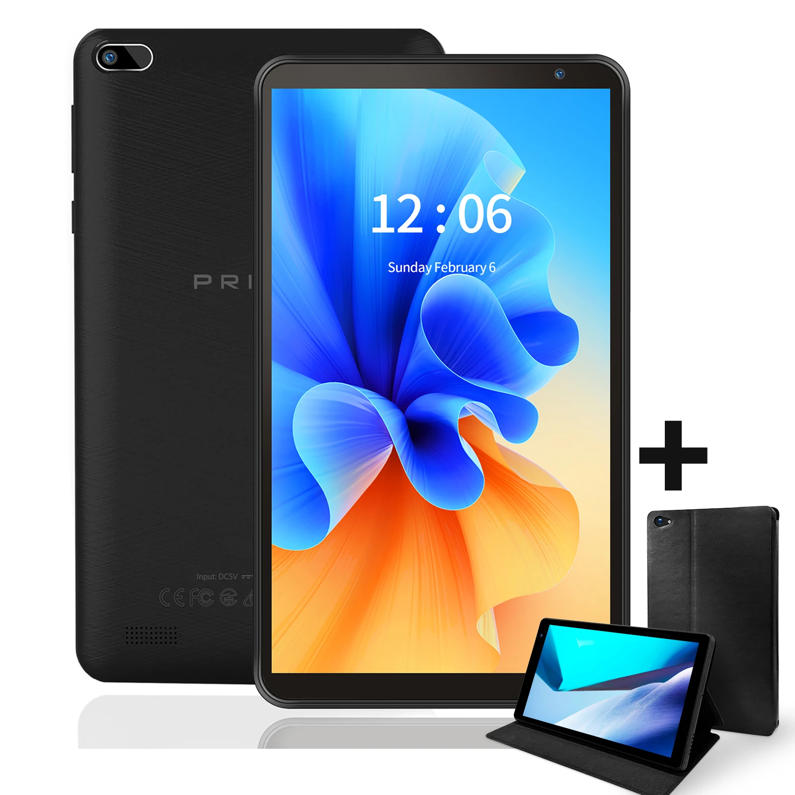 PRITOM 7 pulgadas Tablet PC 32 GB Android 11 con procesador Quad Core HD IPS pantalla doble cámara WiFi con funda protectora PU