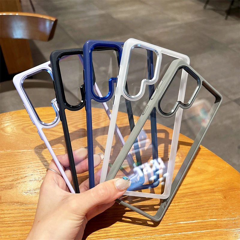 Funda acrílica transparente HD para Samsung Galaxy S25 S24 Ultra Plus, anillo de cámara de Metal, armadura de parachoques de silicona, cubierta dura a prueba de golpes - imagen 5