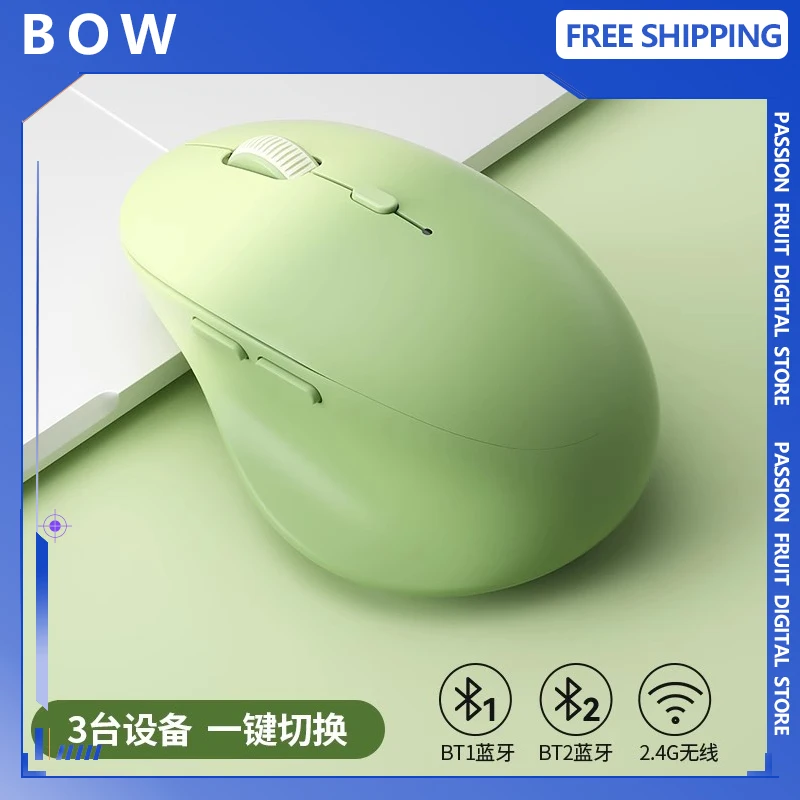 BOW-ratón inalámbrico silencioso, diseño ergonómico, 2,4G, Bluetooth 5,0, baja latencia, personalizado, ligero, regalo para niña