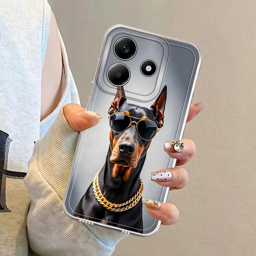 Cool Doberman funda de teléfono para Xiaomi Redmi Note 11 14 13 12 Pro Plus 10S 12S 10Pro 9 8 10Lite 11S transparente suave - imagen 3