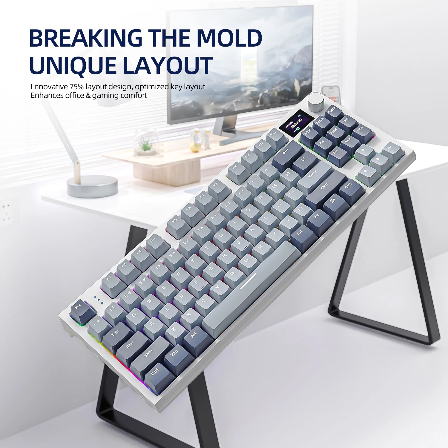 Teclado mecánico inalámbrico AttackShark K86 con pantalla a Color inteligente, perillas de Metal, controlador Cloud, intercambiable en caliente, multifunción, Bluetooth - imagen 4