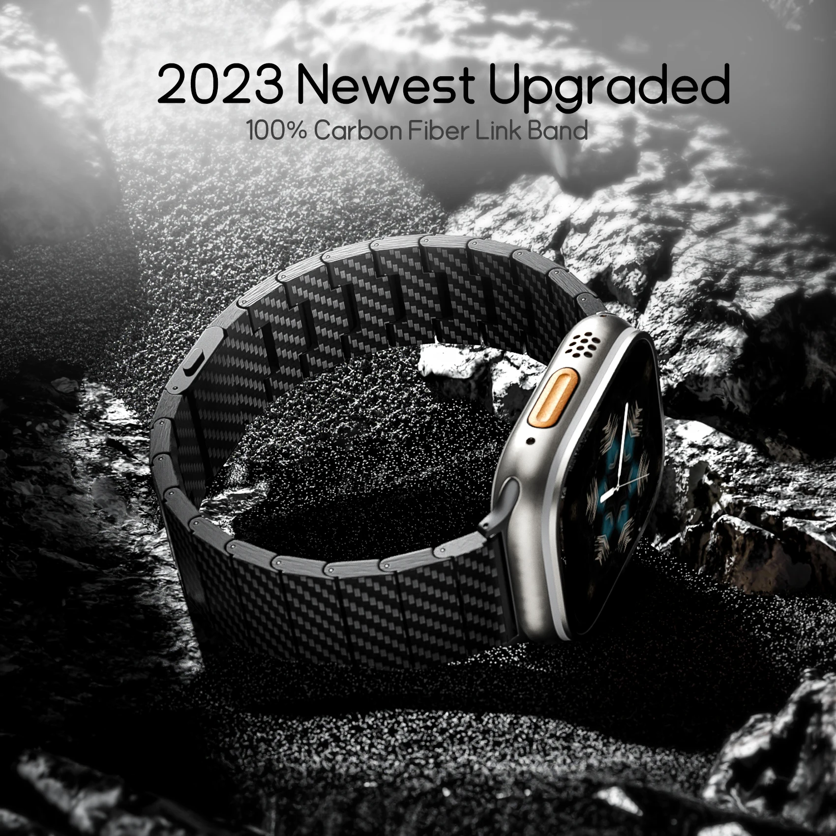 Correa de reloj LULULOOK para Apple Watch Ultra 3/2/11/10/9/8/7/6/SE/5 49/46/45/44/42mm. Correa de fibra de carbono con cierre magnético doble - imagen 4